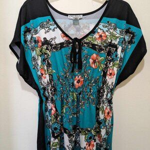 Claudia Richard blue, black, and red floral top - xlarge
